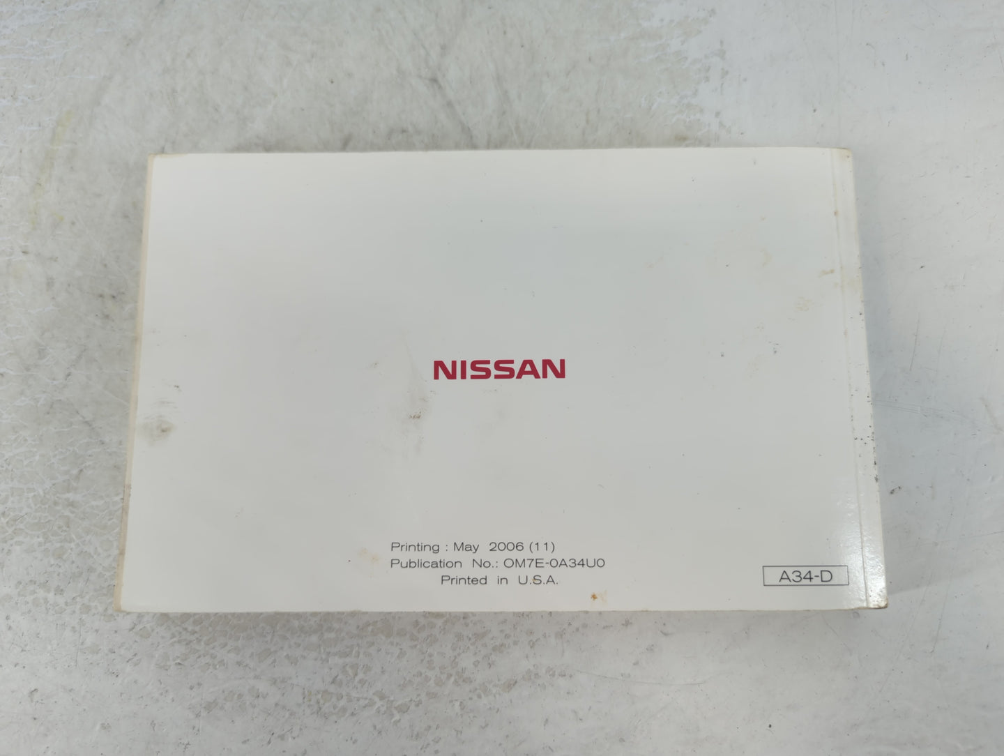 2007 Nissan Maxima Owners Manual Book Guide P/N:OM7E-0A34U0 OEM Used Auto Parts - Oemusedautoparts1.com