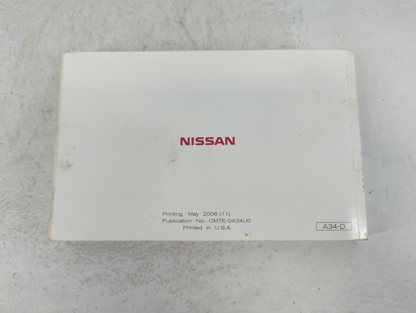 2007 Nissan Maxima Owners Manual Book Guide P/N:OM7E-0A34U0 OEM Used Auto Parts - Oemusedautoparts1.com