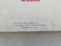 2007 Nissan Maxima Owners Manual Book Guide P/N:OM7E-0A34U0 OEM Used Auto Parts - Oemusedautoparts1.com