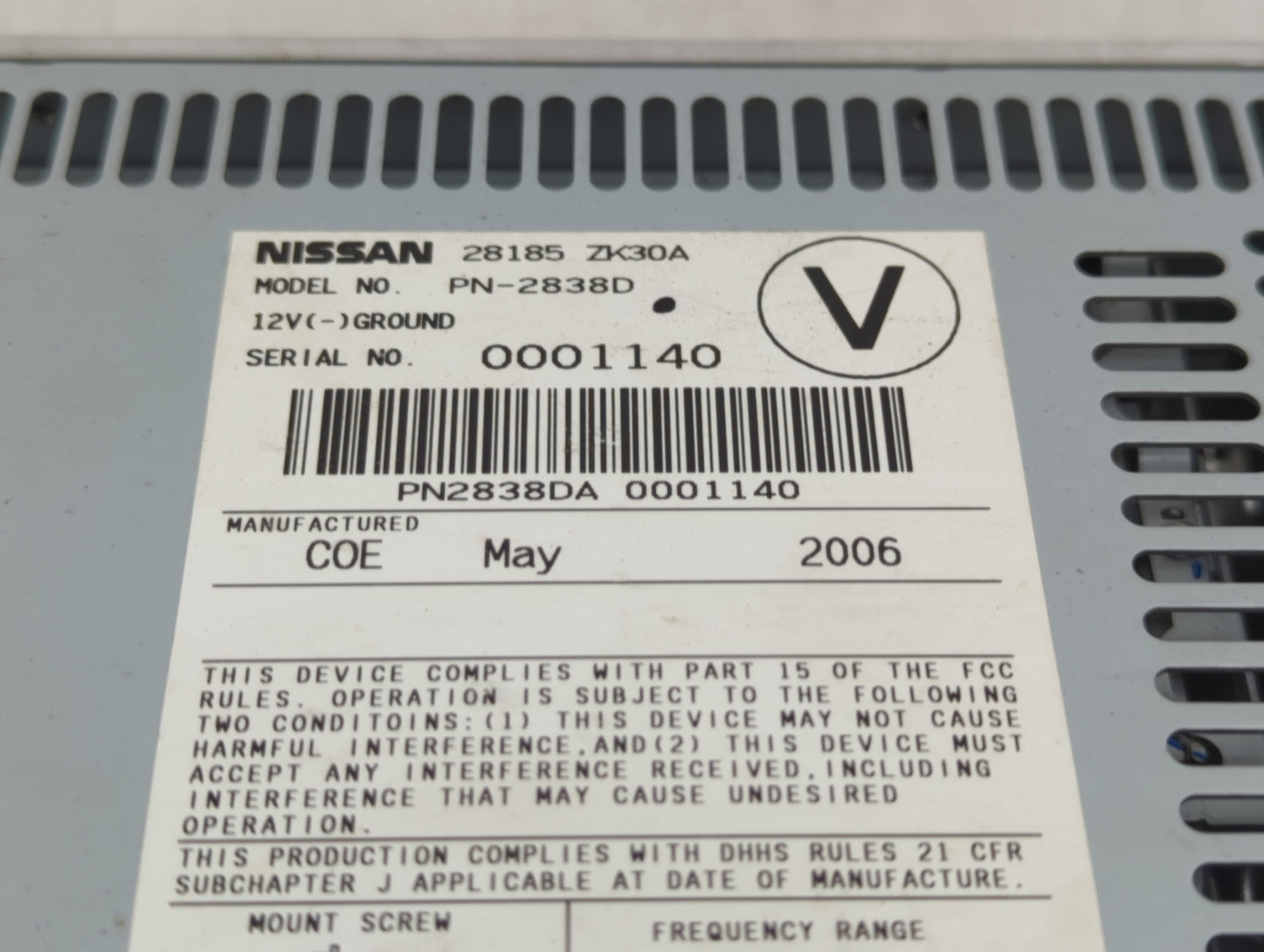 2007 Nissan Maxima Radio AM FM Cd Player Receiver Replacement P/N:28185 ZK30A Fits OEM Used Auto Parts - Oemusedautoparts1.c