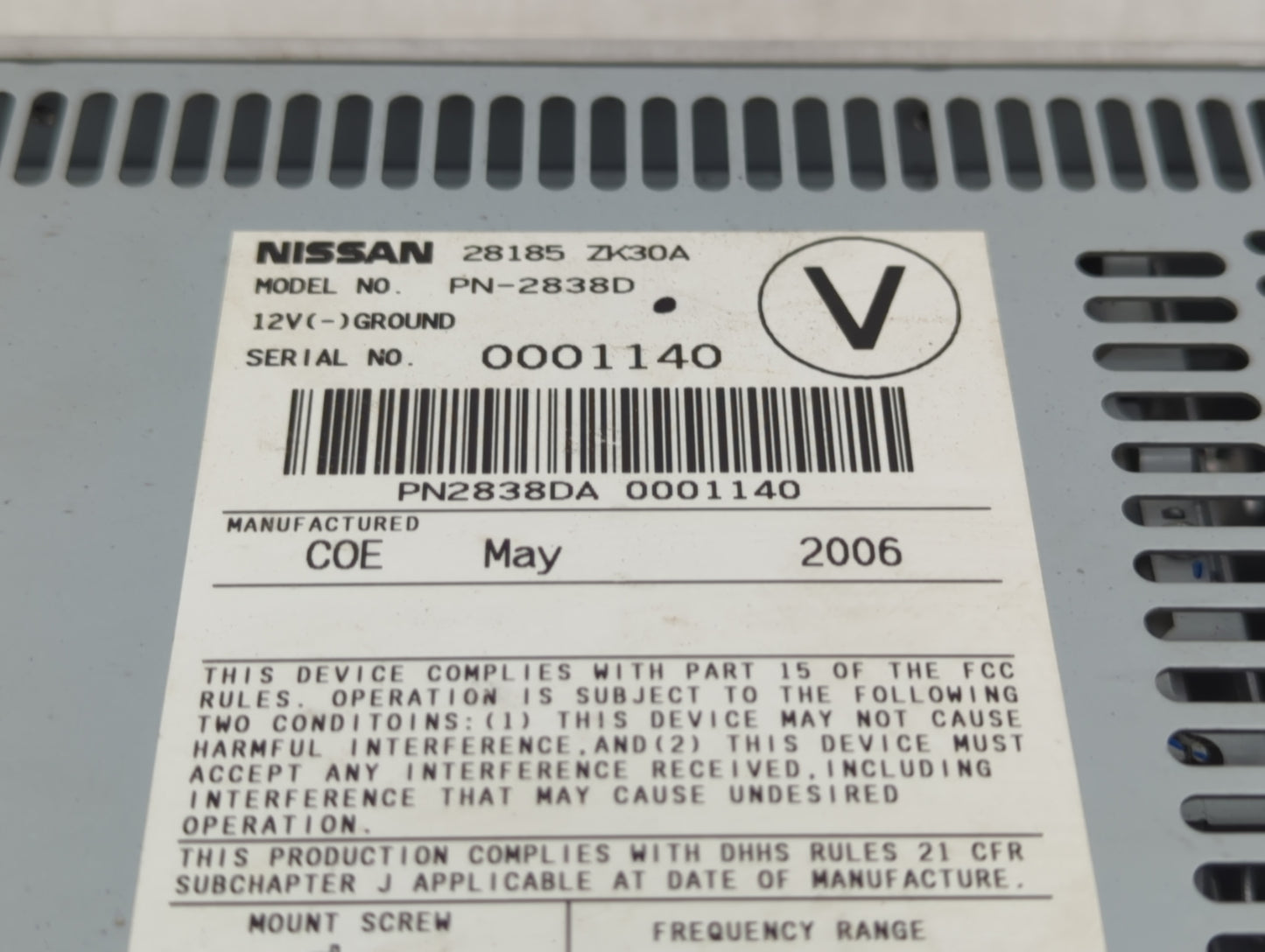 2007 Nissan Maxima Radio AM FM Cd Player Receiver Replacement P/N:28185 ZK30A Fits OEM Used Auto Parts - Oemusedautoparts1.c