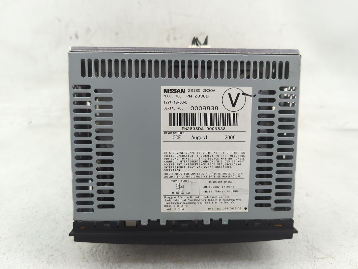 2007 Nissan Maxima Radio AM FM Cd Player Receiver Replacement P/N:28185 ZK30A Fits OEM Used Auto Parts - Oemusedautoparts1.c