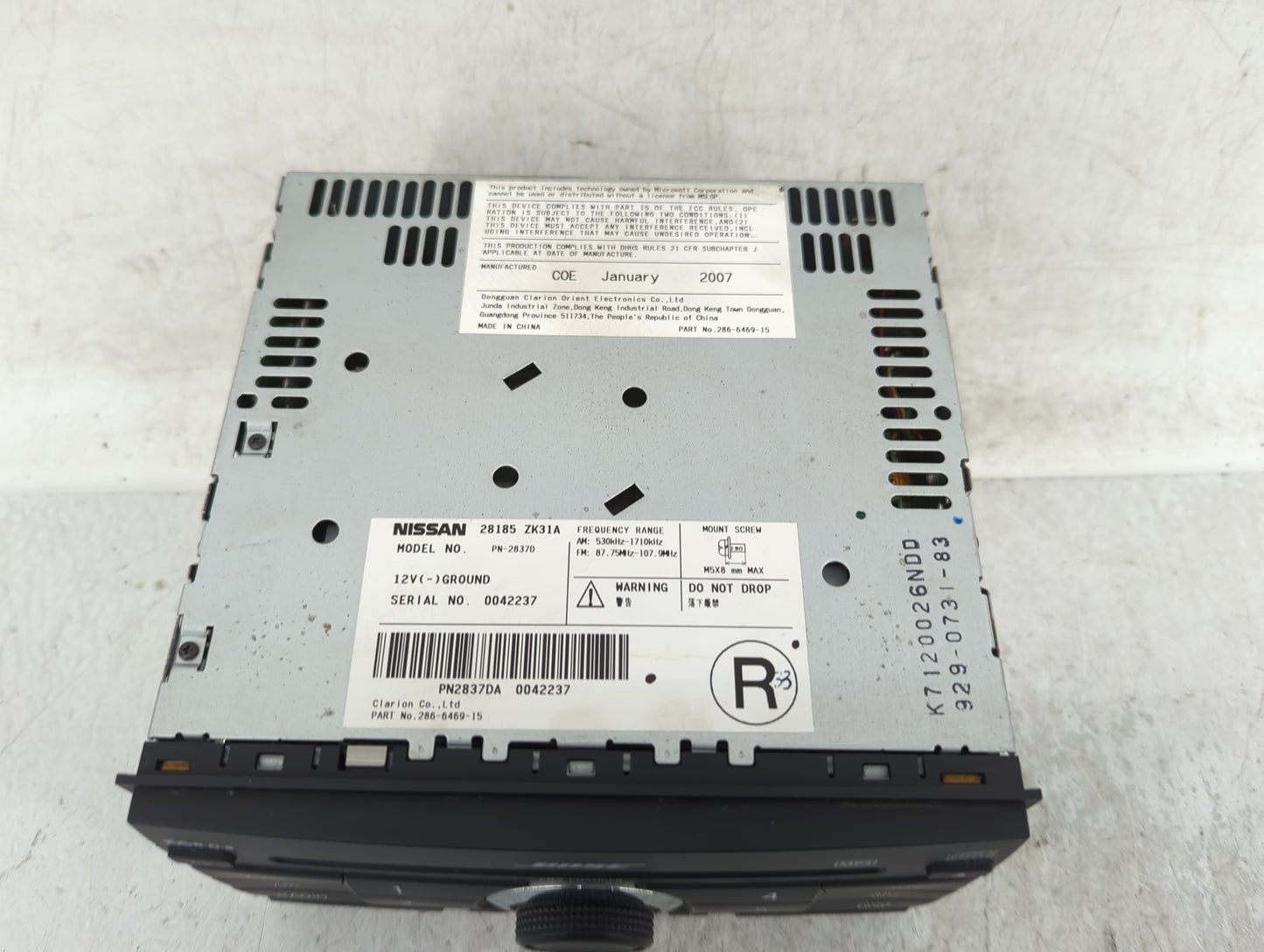 2007 Nissan Maxima Radio AM FM Cd Player Receiver Replacement P/N:28185 ZK31A Fits OEM Used Auto Parts - Oemusedautoparts1.c