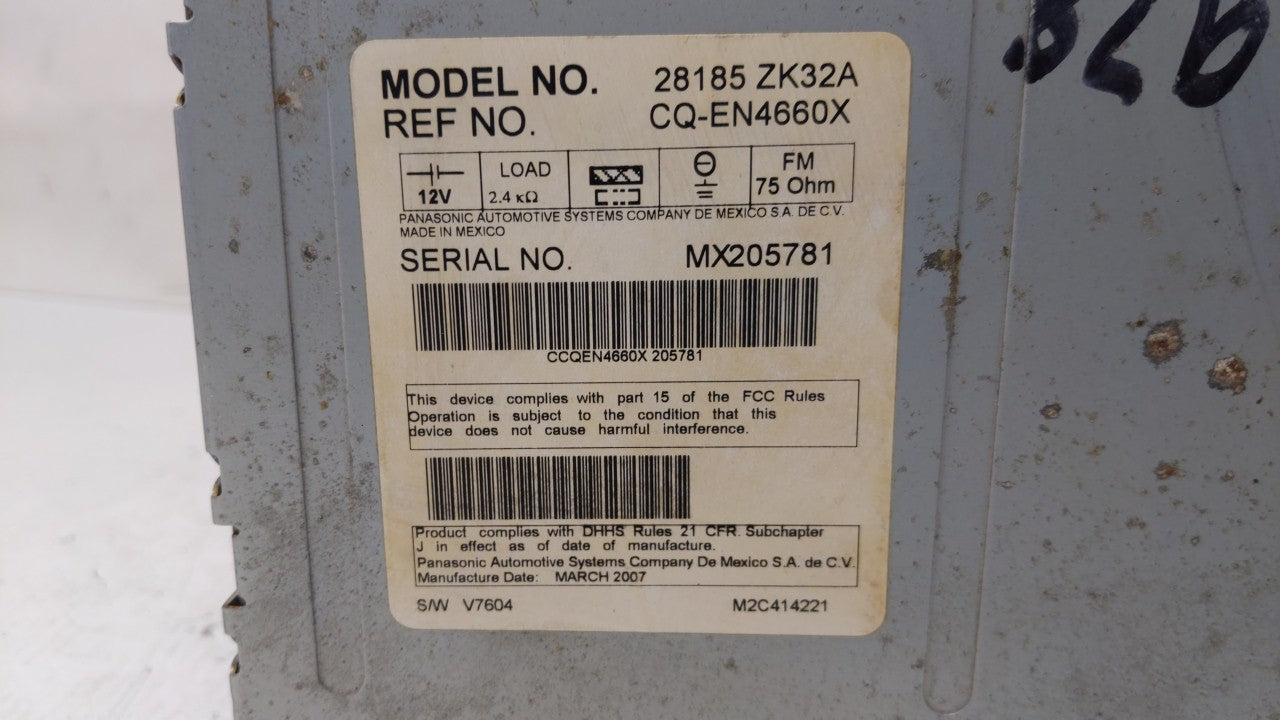 2007 Nissan Maxima Radio AM FM Cd Player Receiver Replacement P/N:28185 ZK31A 28185AK31A, 28185 ZK32A, 28185ZK32A Fits OEM U