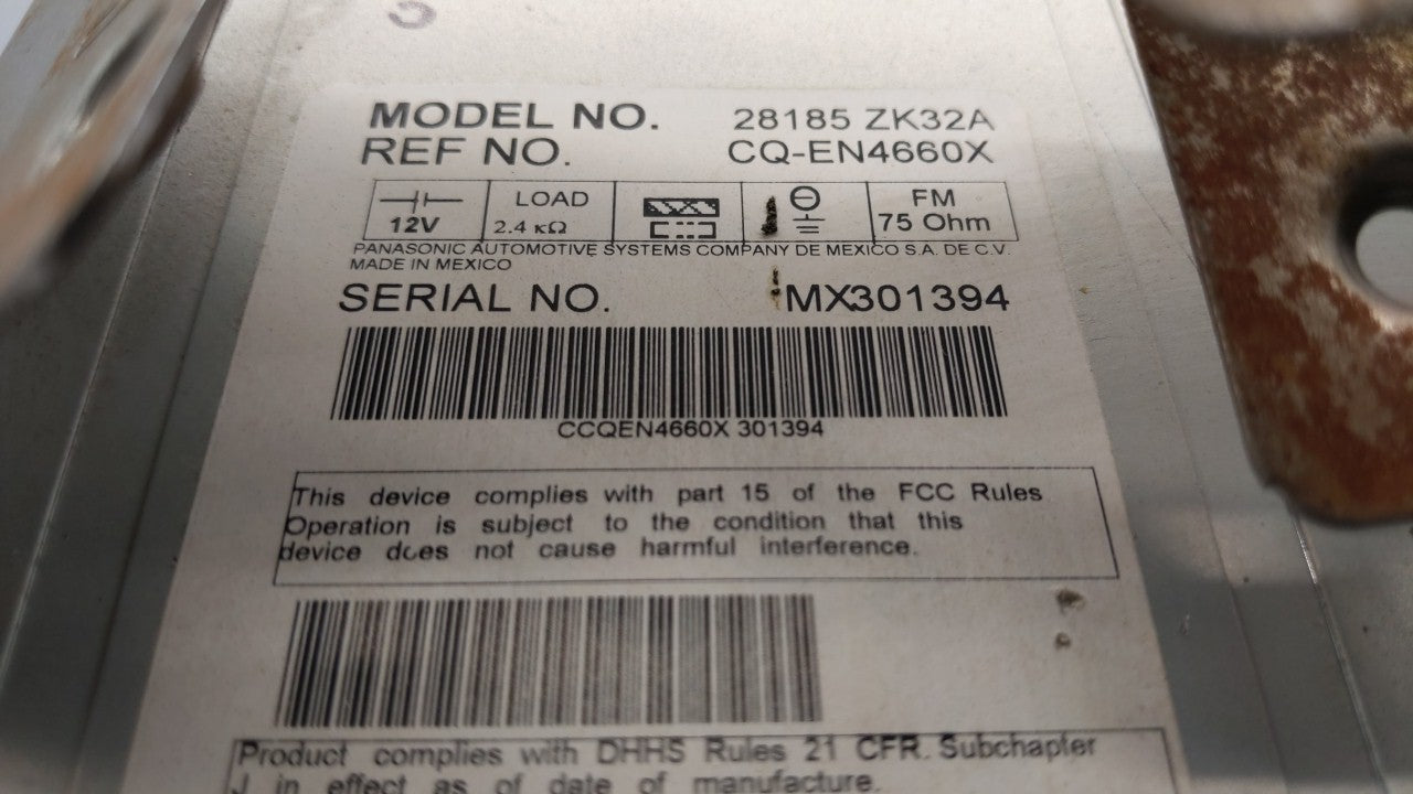 2007-2008 Nissan Maxima Radio AM FM Cd Player Receiver Replacement P/N:28185 ZK32A Fits Fits 2007 2008 OEM Used Auto Parts -