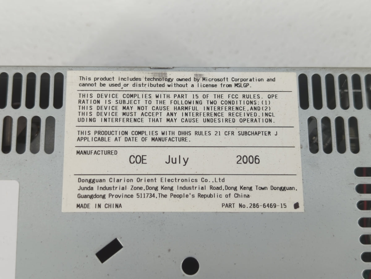 2007-2007 Nissan Maxima Am Fm Cd Player Radio Receiver 440434 - Oemusedautoparts1.com