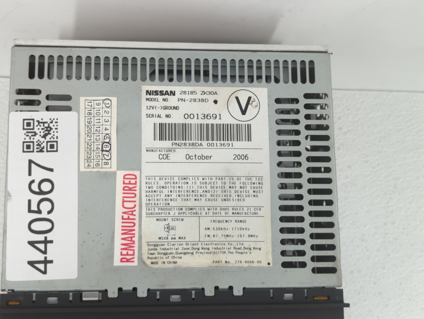 2007-2007 Nissan Maxima Am Fm Cd Player Radio Receiver - Oemusedautoparts1.com