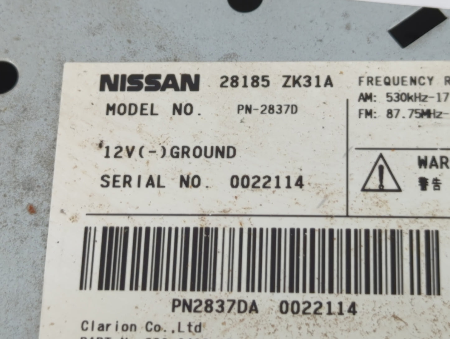 2007 Nissan Maxima Radio AM FM Cd Player Receiver Replacement P/N:28185 ZK31A Fits OEM Used Auto Parts - Oemusedautoparts1.c