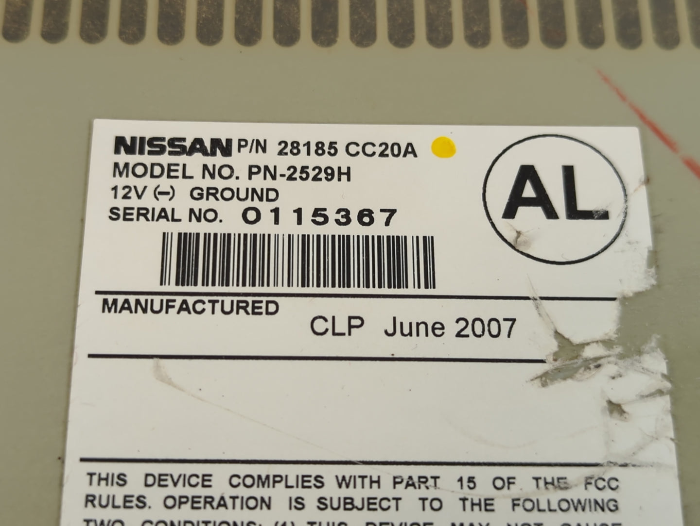 2006-2007 Nissan Murano Radio AM FM Cd Player Receiver Replacement P/N:28185 CC20A Fits Fits 2006 2007 OEM Used Auto Parts -