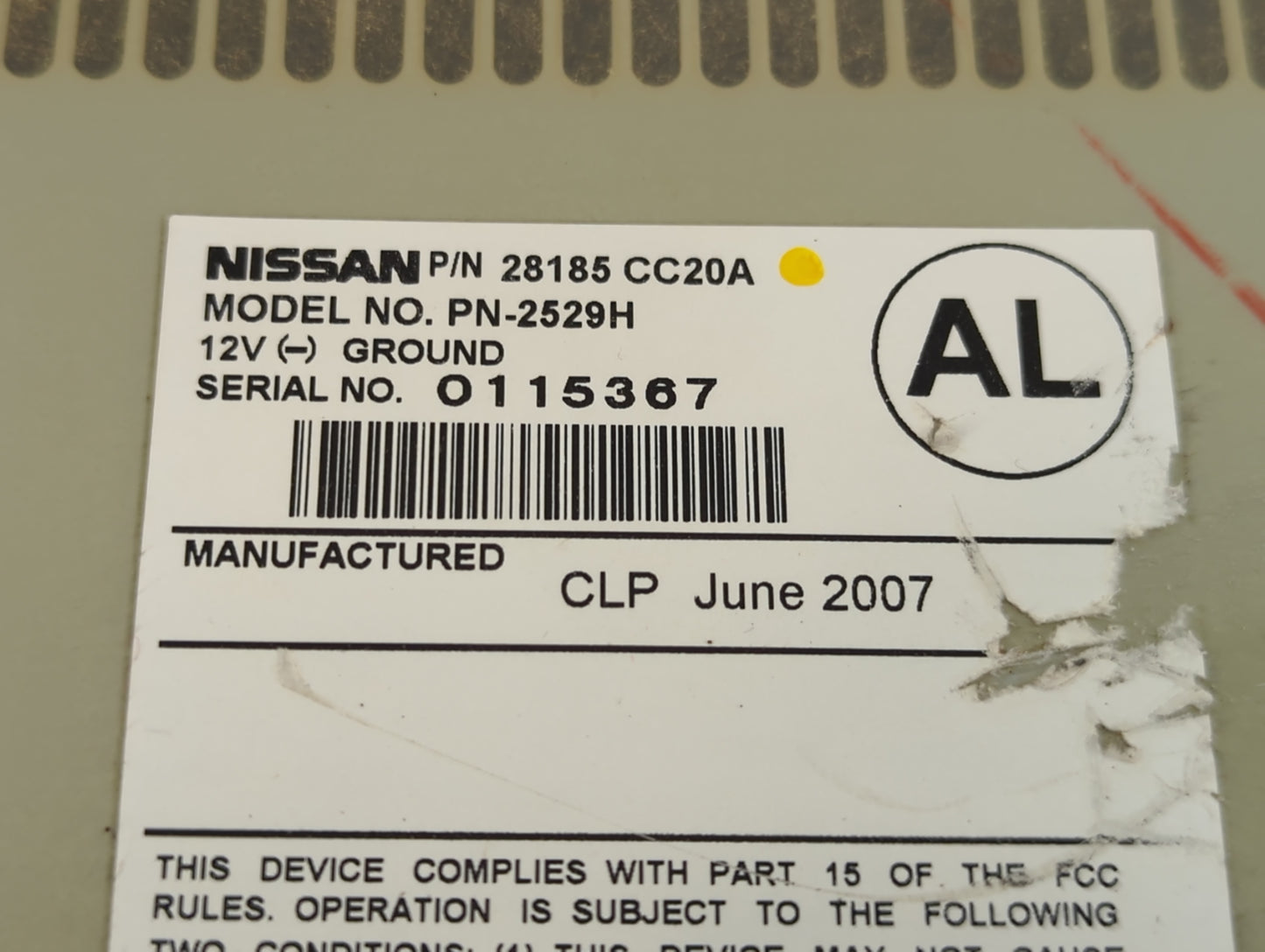 2006-2007 Nissan Murano Radio AM FM Cd Player Receiver Replacement P/N:28185 CC20A Fits Fits 2006 2007 OEM Used Auto Parts -