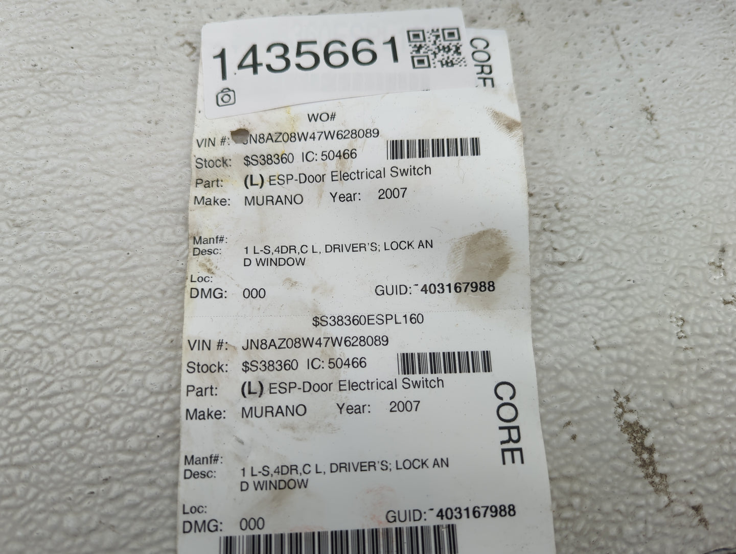 2007 Nissan Murano Master Power Window Switch Replacement Driver Side Left Fits OEM Used Auto Parts - Oemusedautoparts1.com