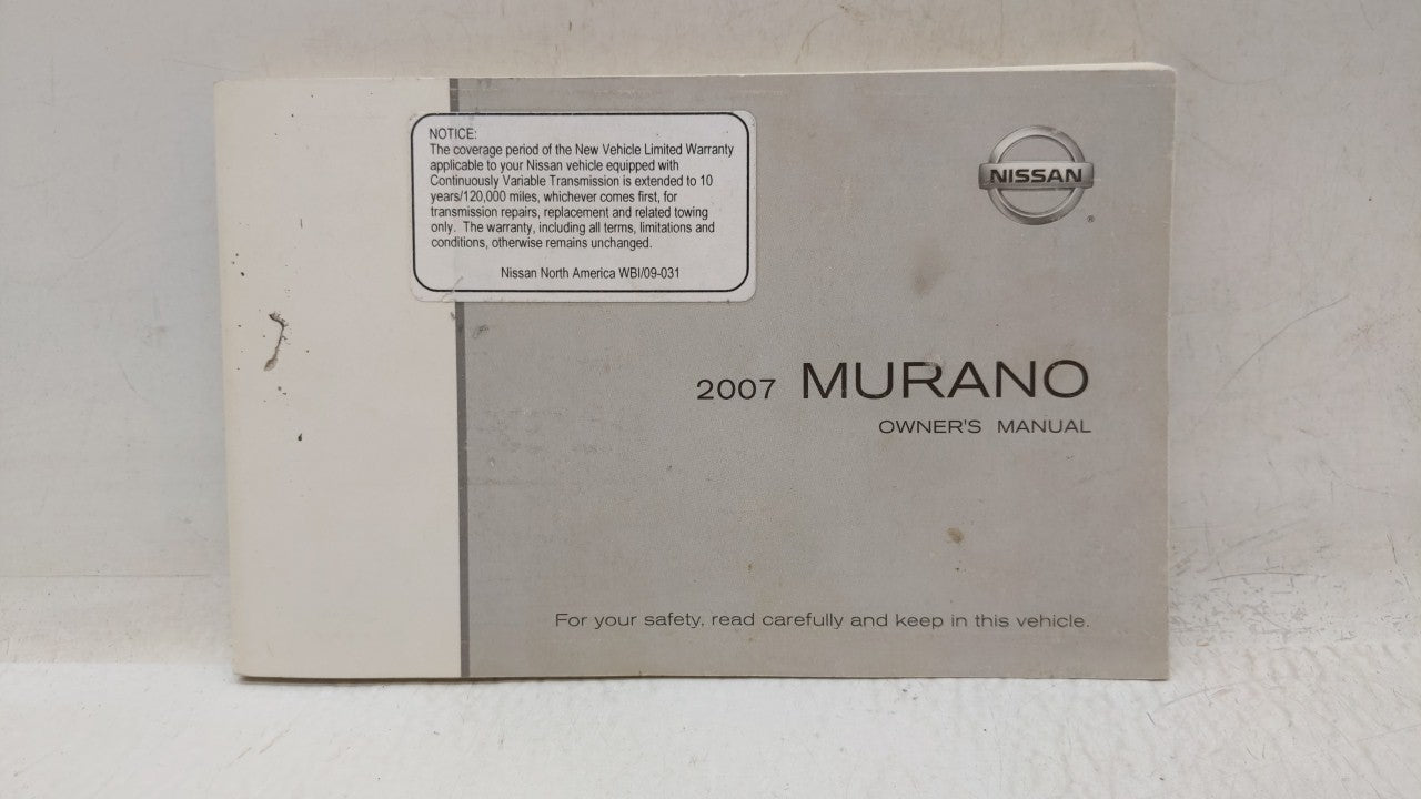 2007 Nissan Murano Owners Manual Book Guide OEM Used Auto Parts - Oemusedautoparts1.com