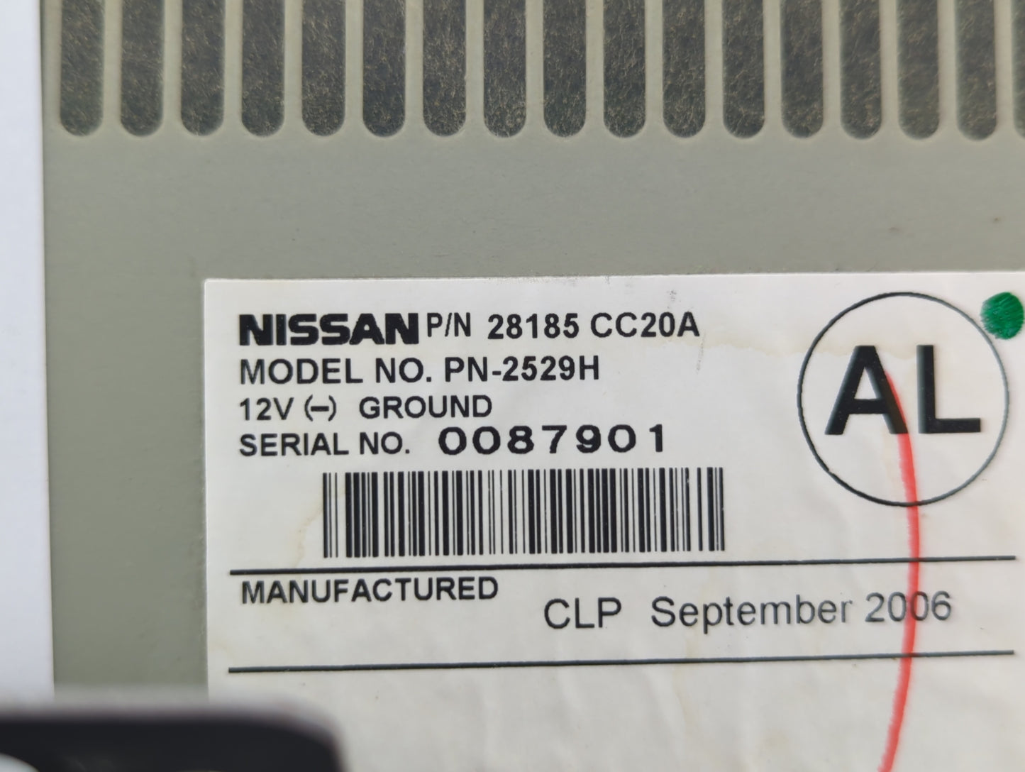 2006-2007 Nissan Murano Radio AM FM Cd Player Receiver Replacement P/N:28185 CC20A Fits Fits 2006 2007 OEM Used Auto Parts -