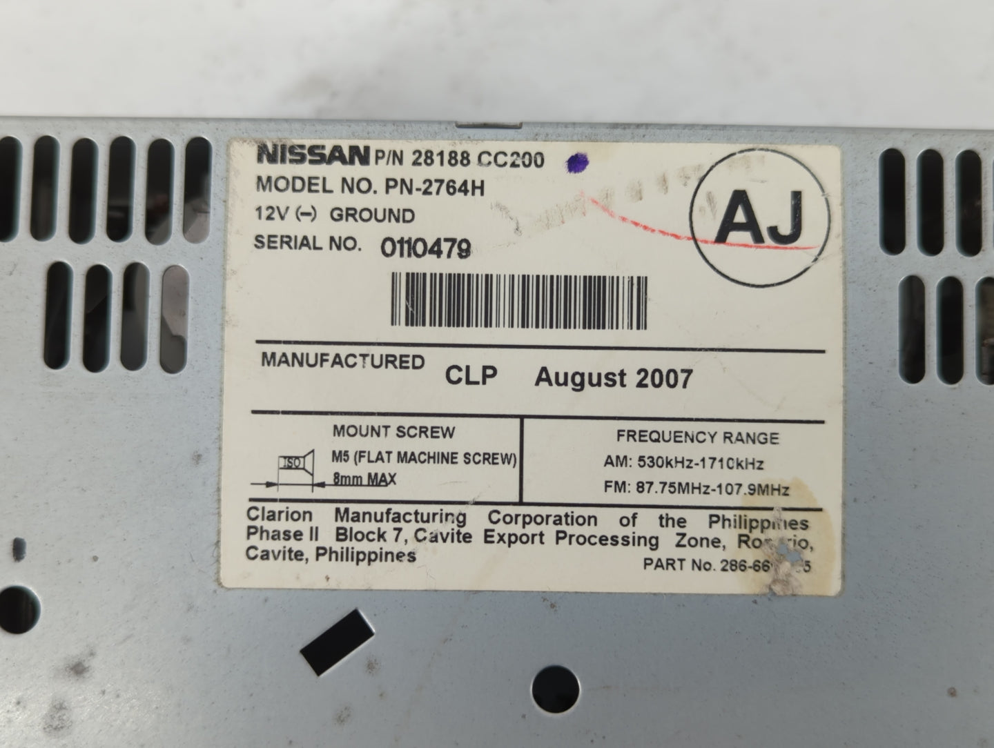 2006-2007 Nissan Murano Am Fm Cd Player Radio Receiver - Oemusedautoparts1.com