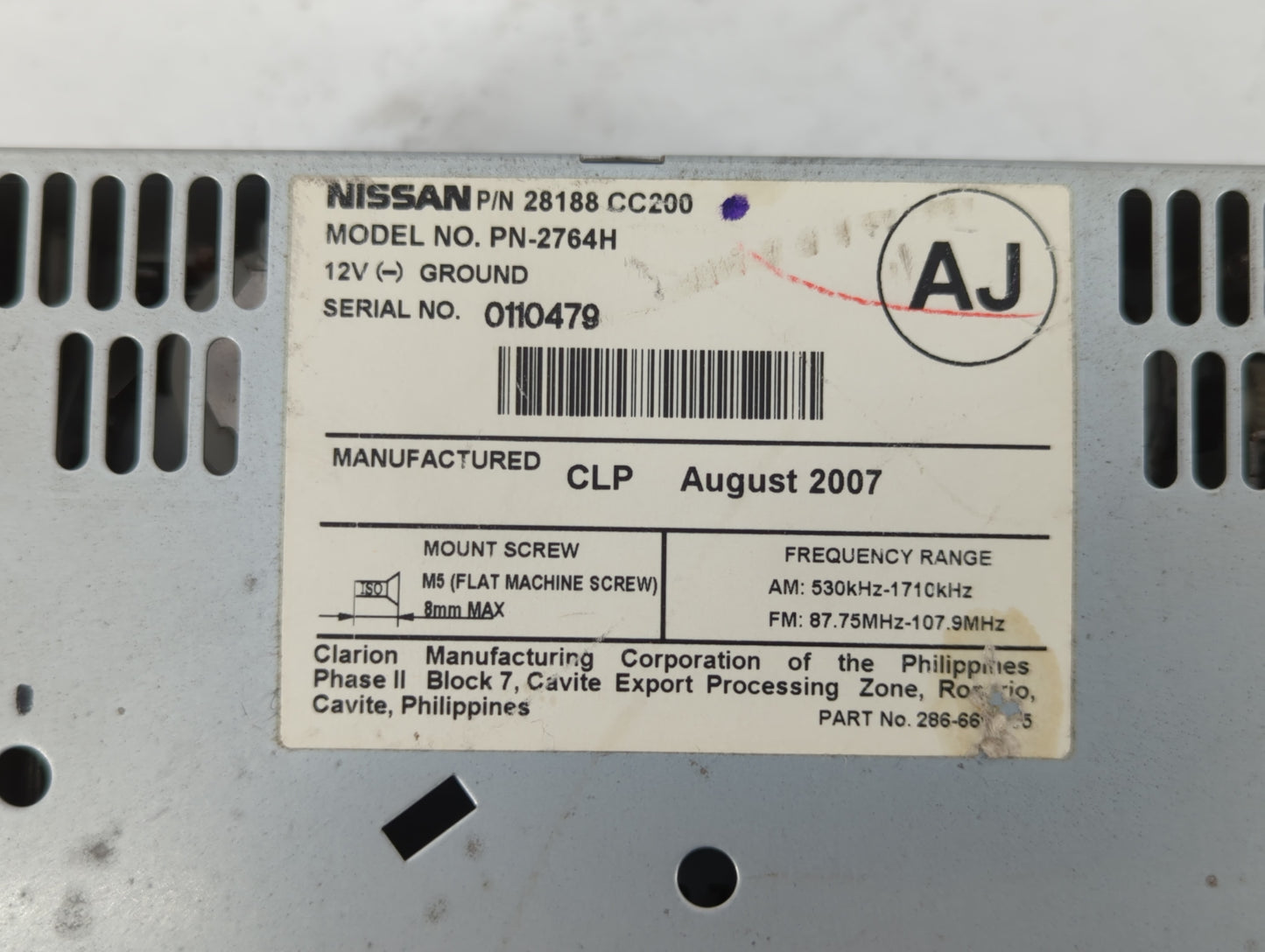 2006-2007 Nissan Murano Am Fm Cd Player Radio Receiver - Oemusedautoparts1.com