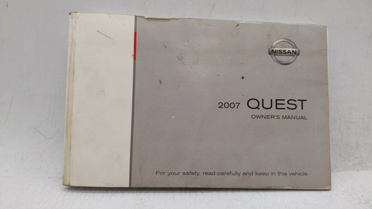 2007 Nissan Quest Owners Manual Book Guide OEM Used Auto Parts - Oemusedautoparts1.com