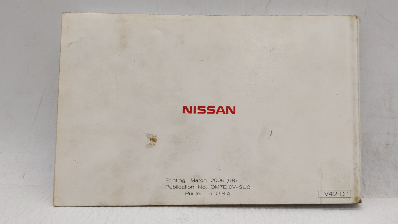 2007 Nissan Quest Owners Manual Book Guide OEM Used Auto Parts - Oemusedautoparts1.com