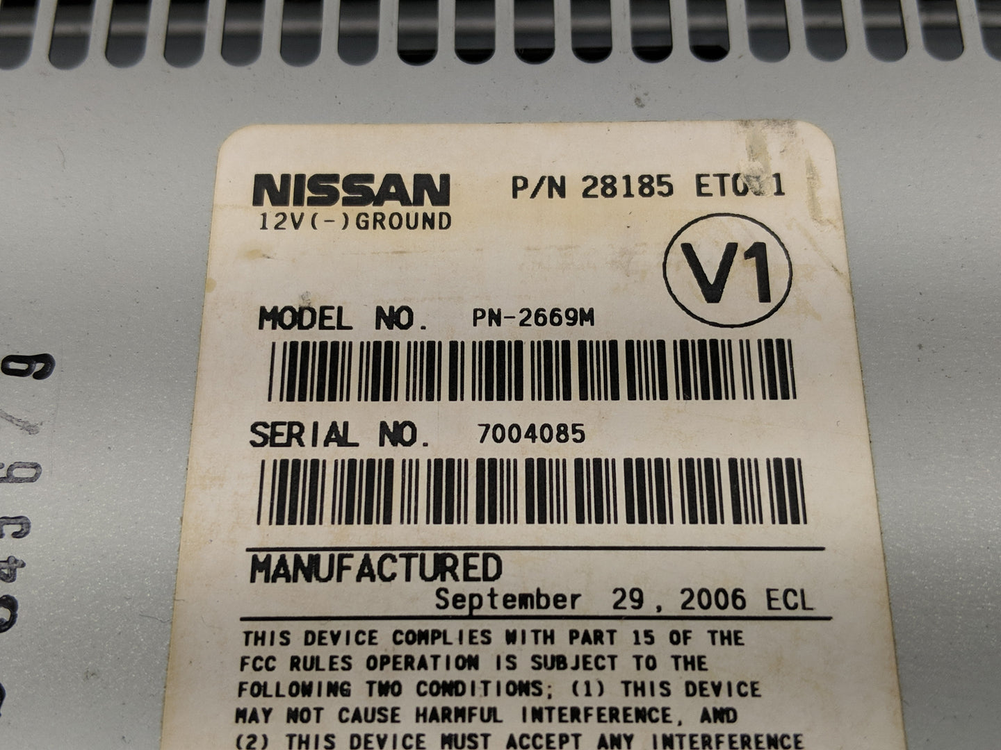 2007-2008 Nissan Sentra Radio AM FM Cd Player Receiver Replacement P/N:28185 ET031 Fits Fits 2007 2008 OEM Used Auto Parts -
