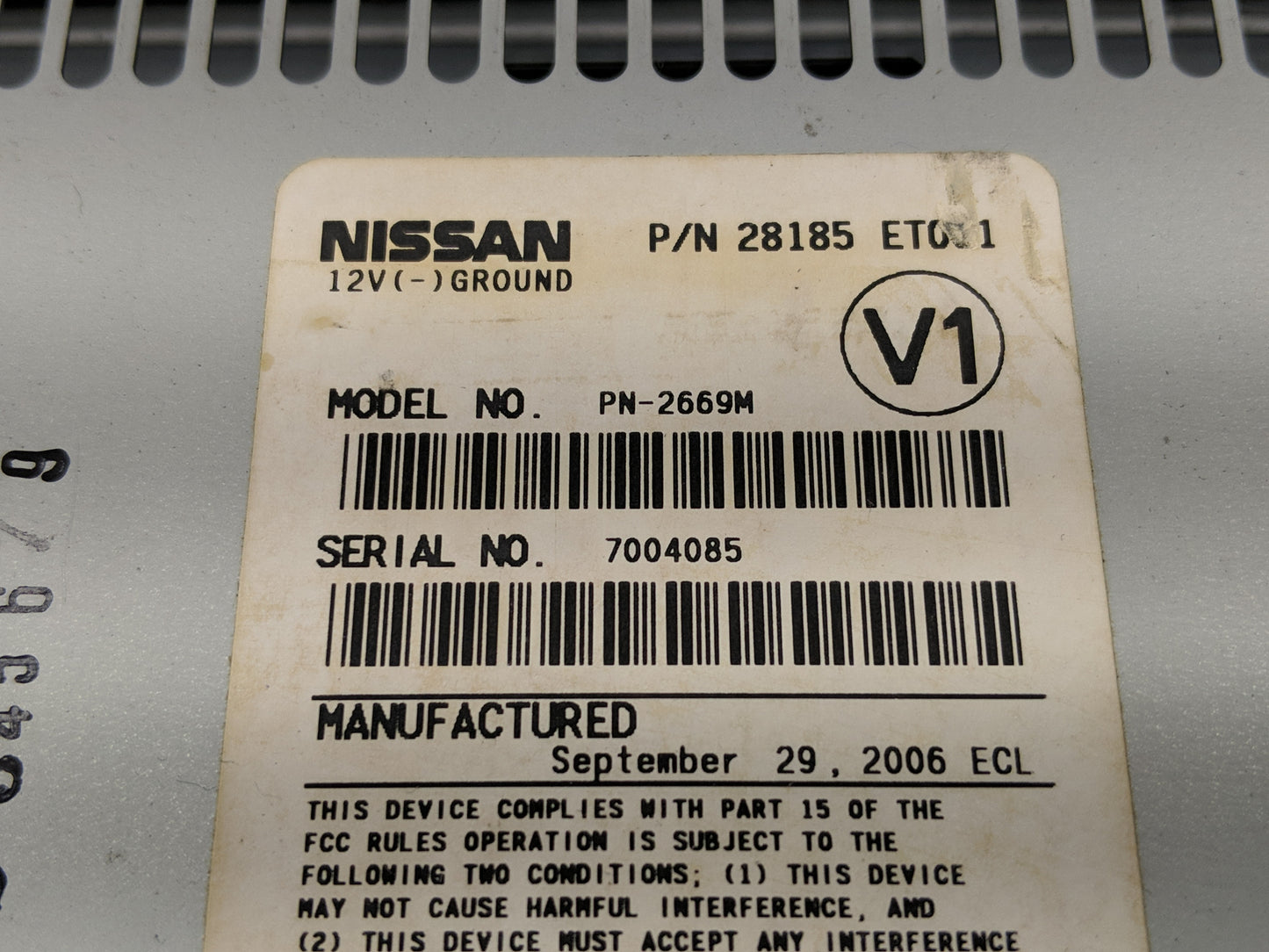 2007-2008 Nissan Sentra Radio AM FM Cd Player Receiver Replacement P/N:28185 ET031 Fits Fits 2007 2008 OEM Used Auto Parts -