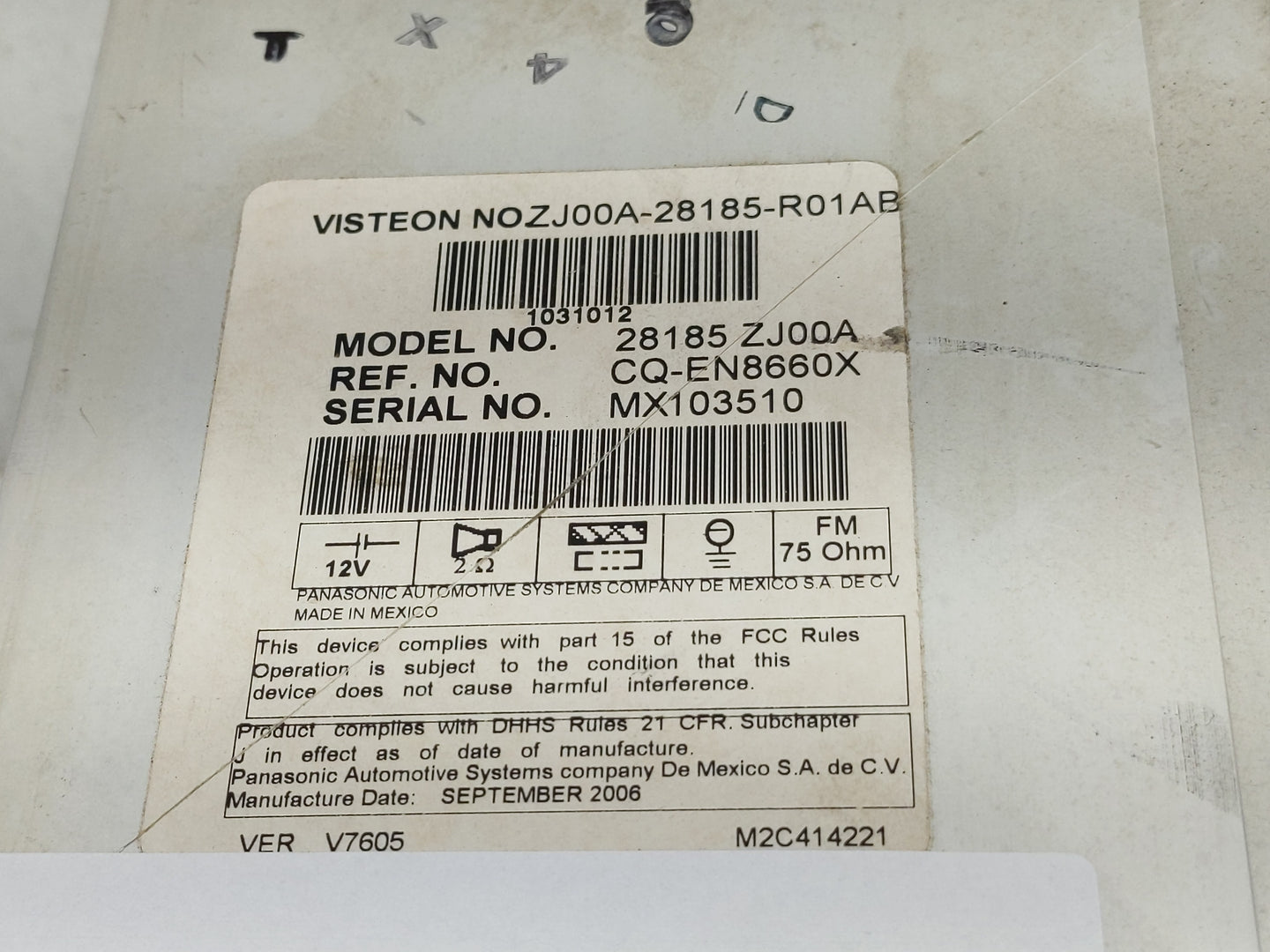 2007 Nissan Titan Radio AM FM Cd Player Receiver Replacement P/N:28185 ZJ00A Fits OEM Used Auto Parts - Oemusedautoparts1.co