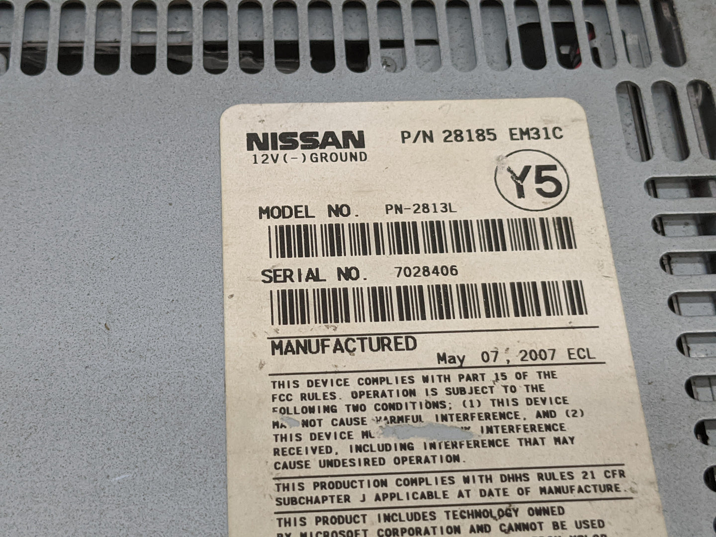 2007-2009 Nissan Versa Radio AM FM Cd Player Receiver Replacement P/N:28185 EM31C Fits Fits 2007 2008 2009 OEM Used Auto Par