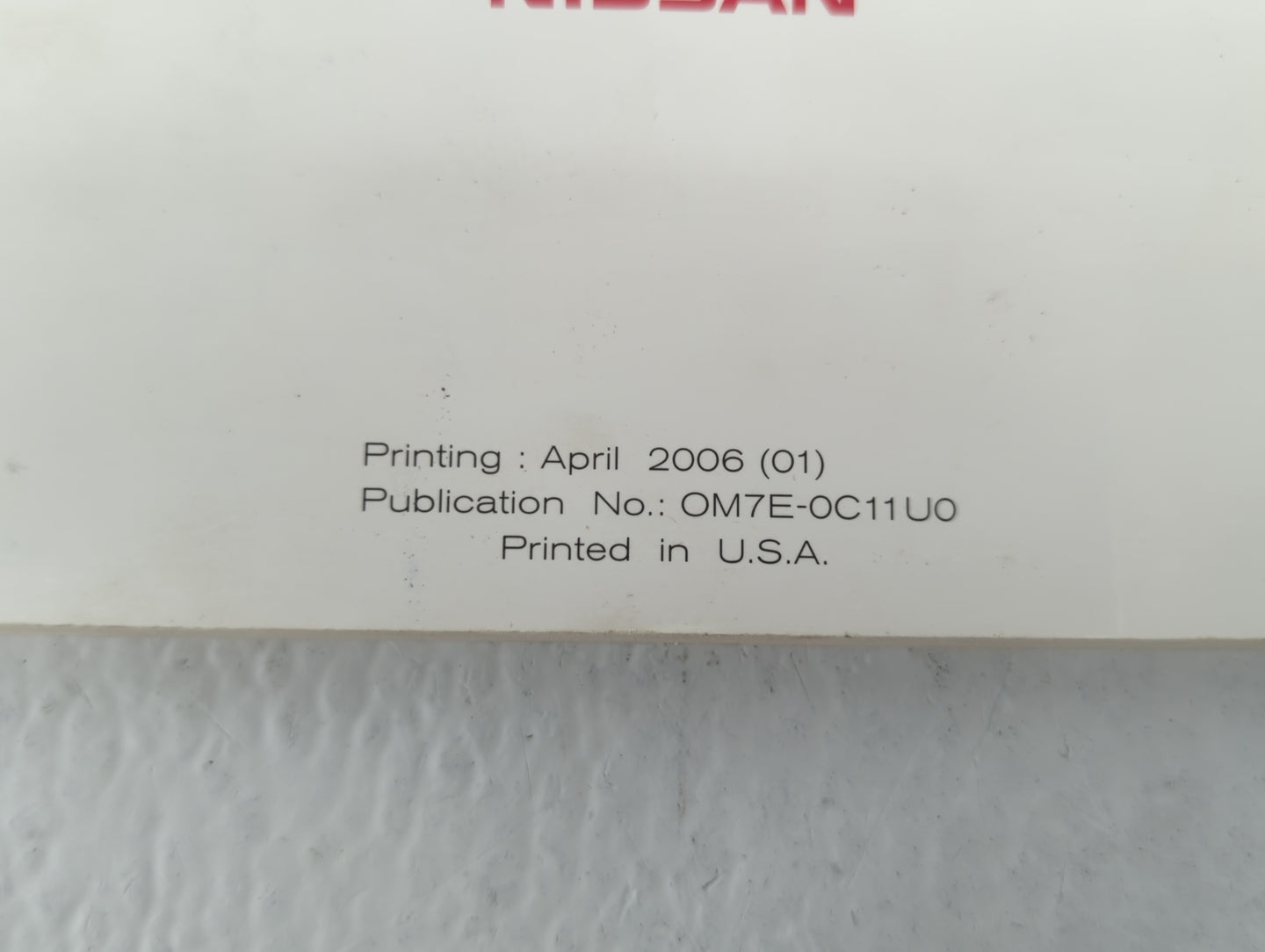 2007 Nissan Versa Owners Manual Book Guide P/N:OM7E-0C11U0 OEM Used Auto Parts - Oemusedautoparts1.com