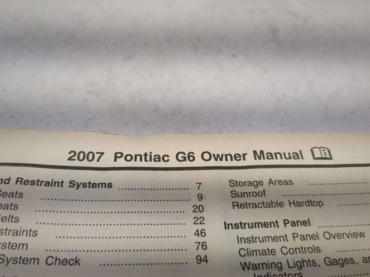 2007 Pontiac G6 Owners Manual Book Guide P/N:15864101 OEM Used Auto Parts - Oemusedautoparts1.com
