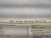 2007 Pontiac G6 Owners Manual Book Guide P/N:15864101 OEM Used Auto Parts - Oemusedautoparts1.com