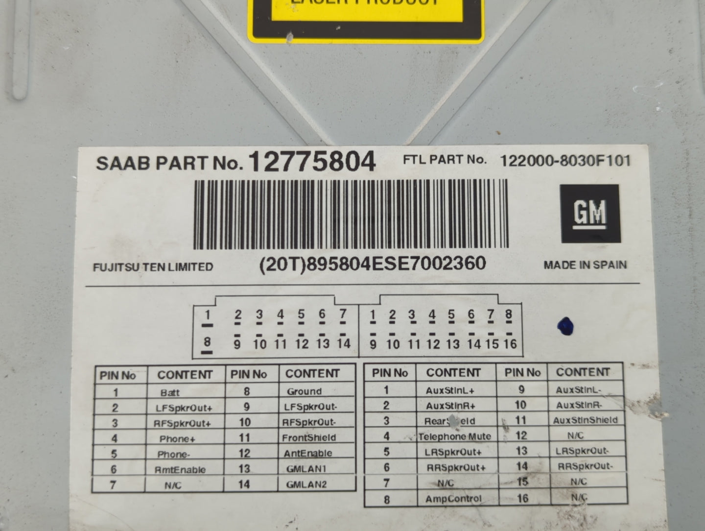 2007-2008 Saab 9-5 Am Fm Cd Player Radio Receiver - Oemusedautoparts1.com