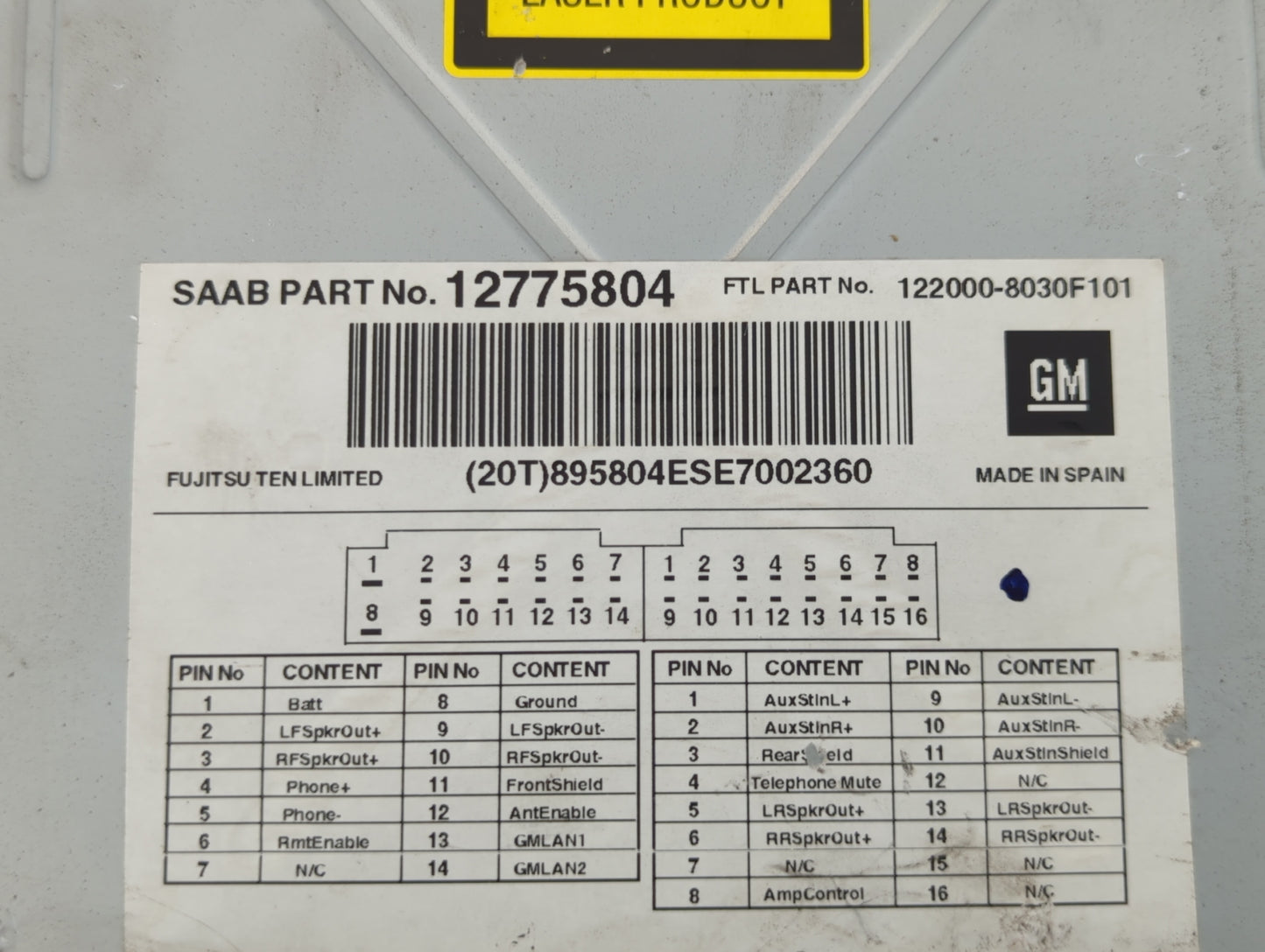 2007-2008 Saab 9-5 Am Fm Cd Player Radio Receiver - Oemusedautoparts1.com