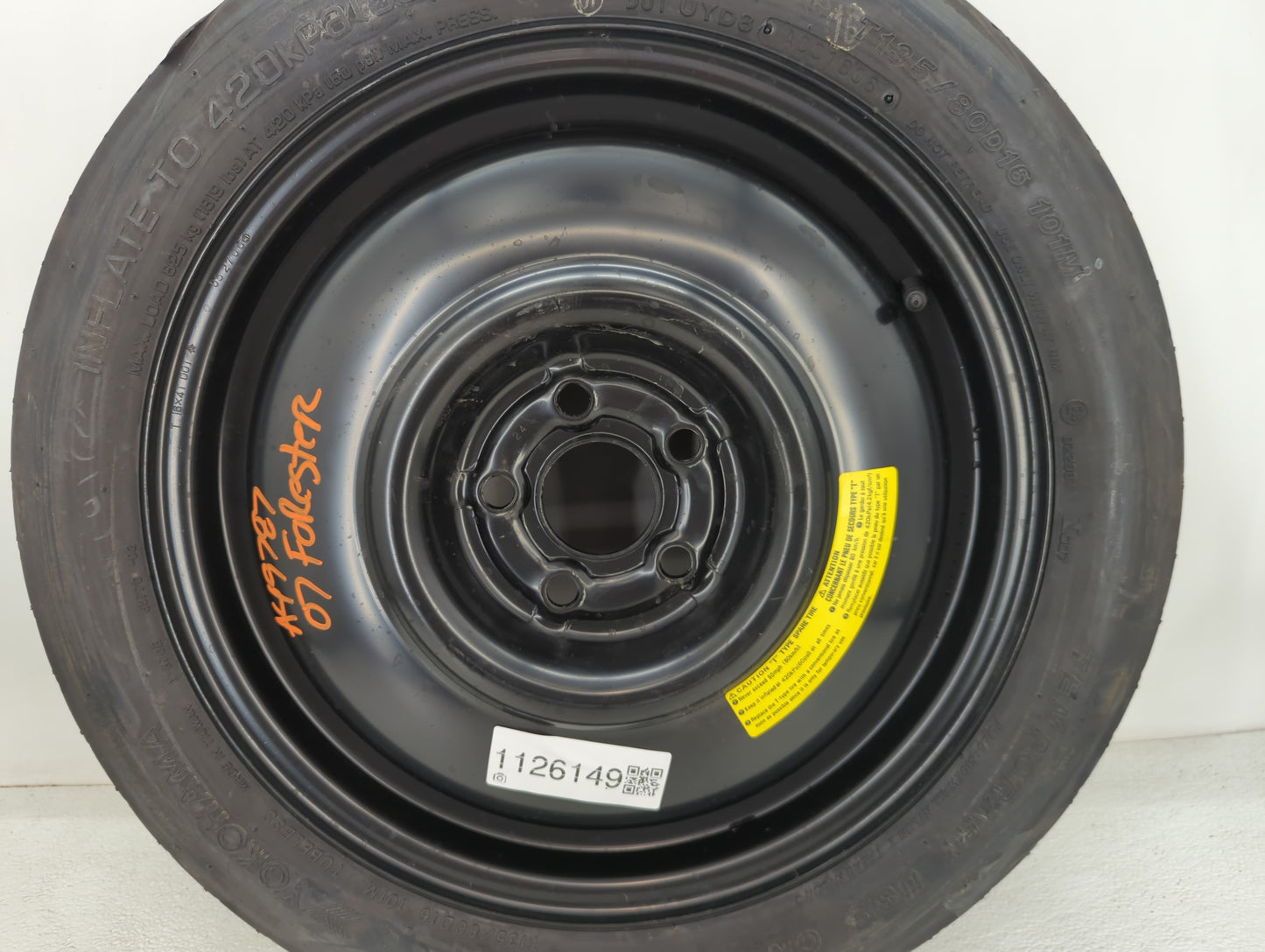 2003-2008 Subaru Forester Spare Donut Tire Wheel Rim Oem - Oemusedautoparts1.com