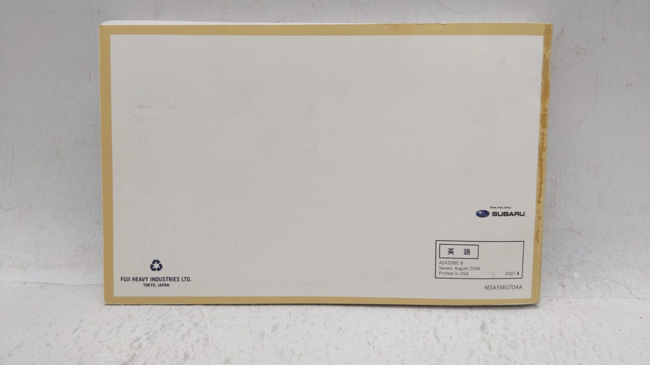 2007 Subaru Legacy Owners Manual Book Guide OEM Used Auto Parts - Oemusedautoparts1.com