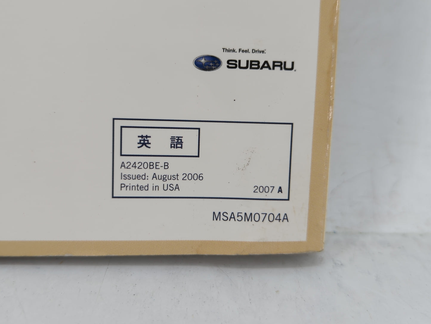 2007 Subaru Legacy Owners Manual Book Guide OEM Used Auto Parts - Oemusedautoparts1.com