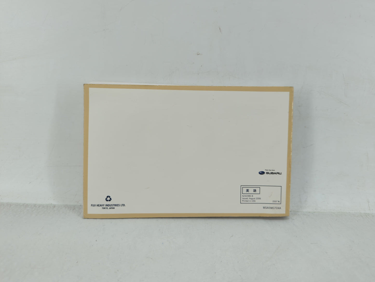 2007 Subaru Legacy Owners Manual Book Guide OEM Used Auto Parts - Oemusedautoparts1.com
