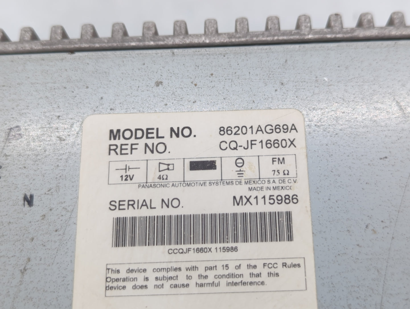 2007-2009 Subaru Legacy Radio AM FM Cd Player Receiver Replacement P/N:86201AG69A Fits Fits 2007 2008 2009 OEM Used Auto Par