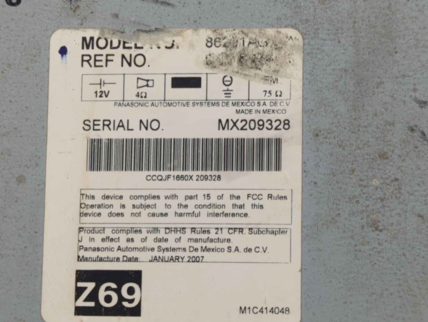 2007-2009 Subaru Legacy Radio AM FM Cd Player Receiver Replacement P/N:MX209328 Fits Fits 2007 2008 2009 OEM Used Auto Parts