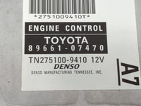 2007 Toyota Avalon PCM Engine Control Computer ECU ECM PCU OEM P/N:89661-07470 TN275100-9410 Fits OEM Used Auto Parts - Oemu