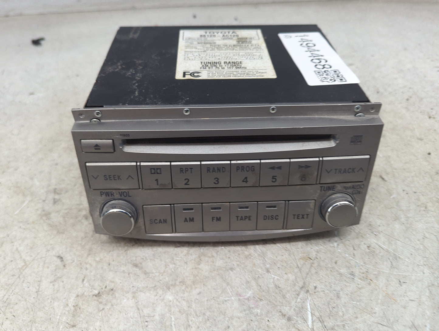 2007 Toyota Avalon Radio AM FM Cd Player Receiver Replacement P/N:86120-AC120 122000-6920A101 Fits OEM Used Auto Parts - Oem