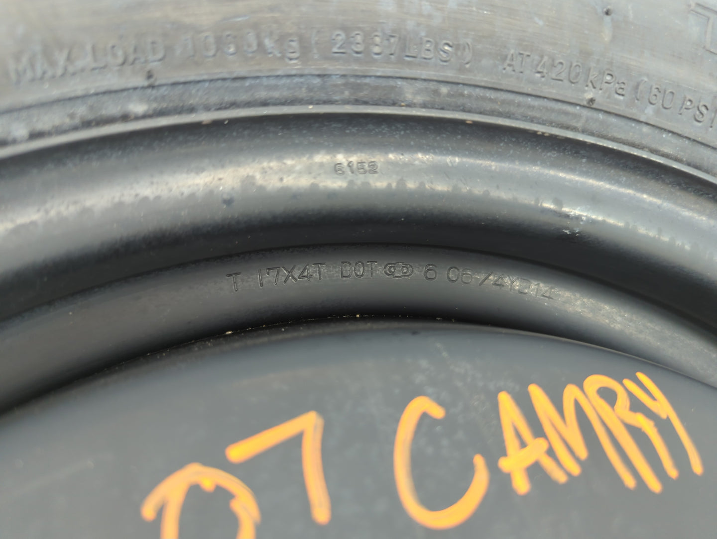 2007-2017 Toyota Camry Spare Donut Tire Wheel Rim Oem - Oemusedautoparts1.com