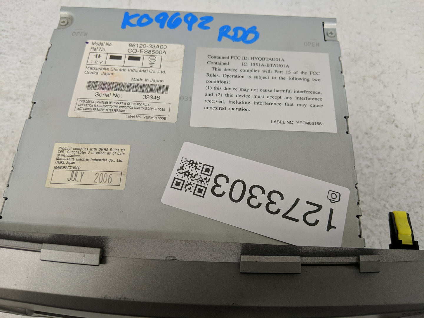 2007-2009 Toyota Camry Radio AM FM Cd Player Receiver Replacement P/N:86120-33A00 Fits Fits 2007 2008 2009 OEM Used Auto Par