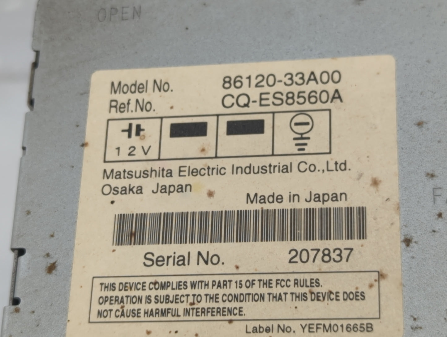2007-2009 Toyota Camry Radio AM FM Cd Player Receiver Replacement P/N:86120-33A00 Fits Fits 2007 2008 2009 OEM Used Auto Par