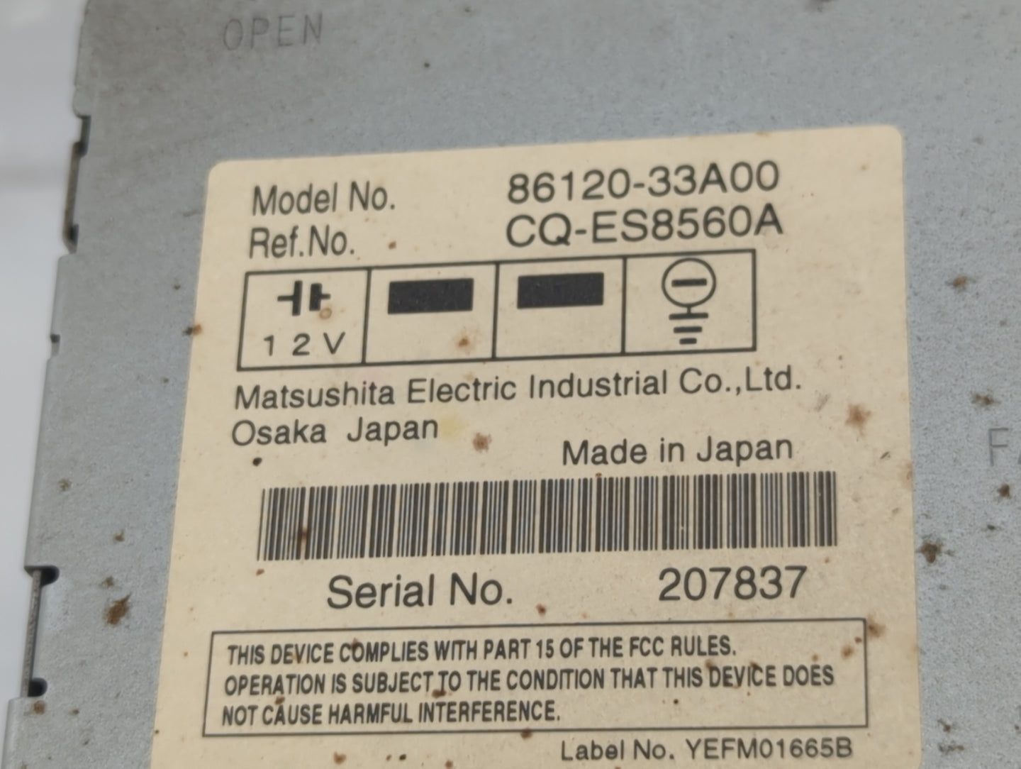 2007-2009 Toyota Camry Radio AM FM Cd Player Receiver Replacement P/N:86120-33A00 Fits Fits 2007 2008 2009 OEM Used Auto Par