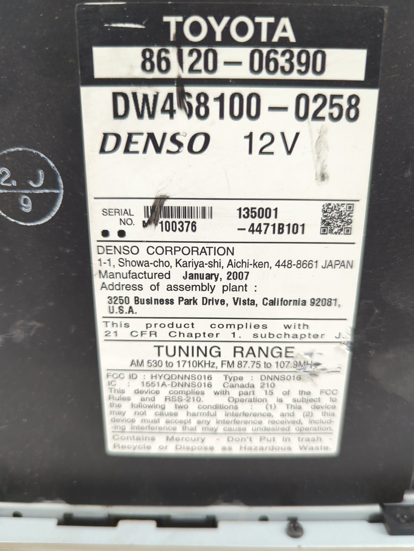 2007-2009 Toyota Camry Information Display Screen - Oemusedautoparts1.com