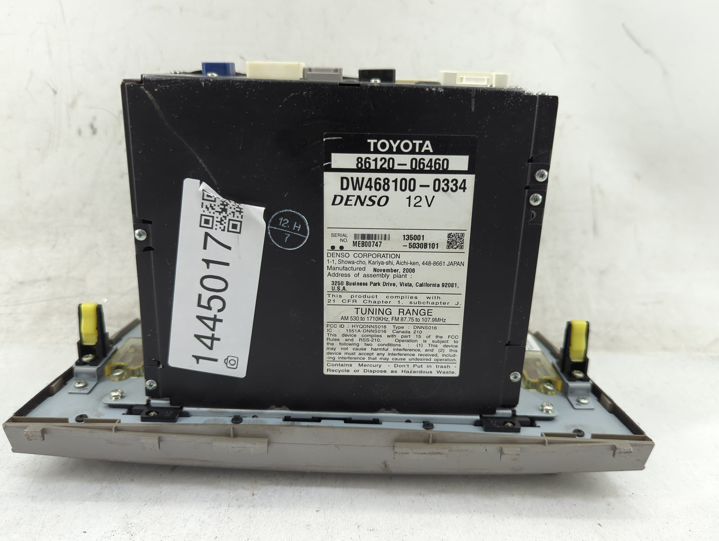 2007-2009 Toyota Camry Radio AM FM Cd Player Receiver Replacement P/N:86120-06460 DW468100-0334 Fits Fits 2007 2008 2009 OEM