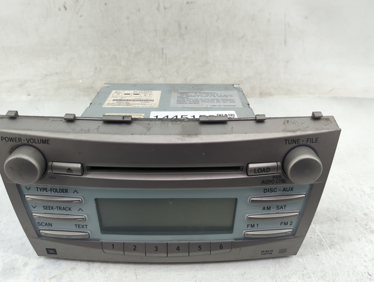 2007-2009 Toyota Camry Radio AM FM Cd Player Receiver Replacement P/N:86120-33A00 CQ-ES8560A Fits Fits 2007 2008 2009 OEM Us
