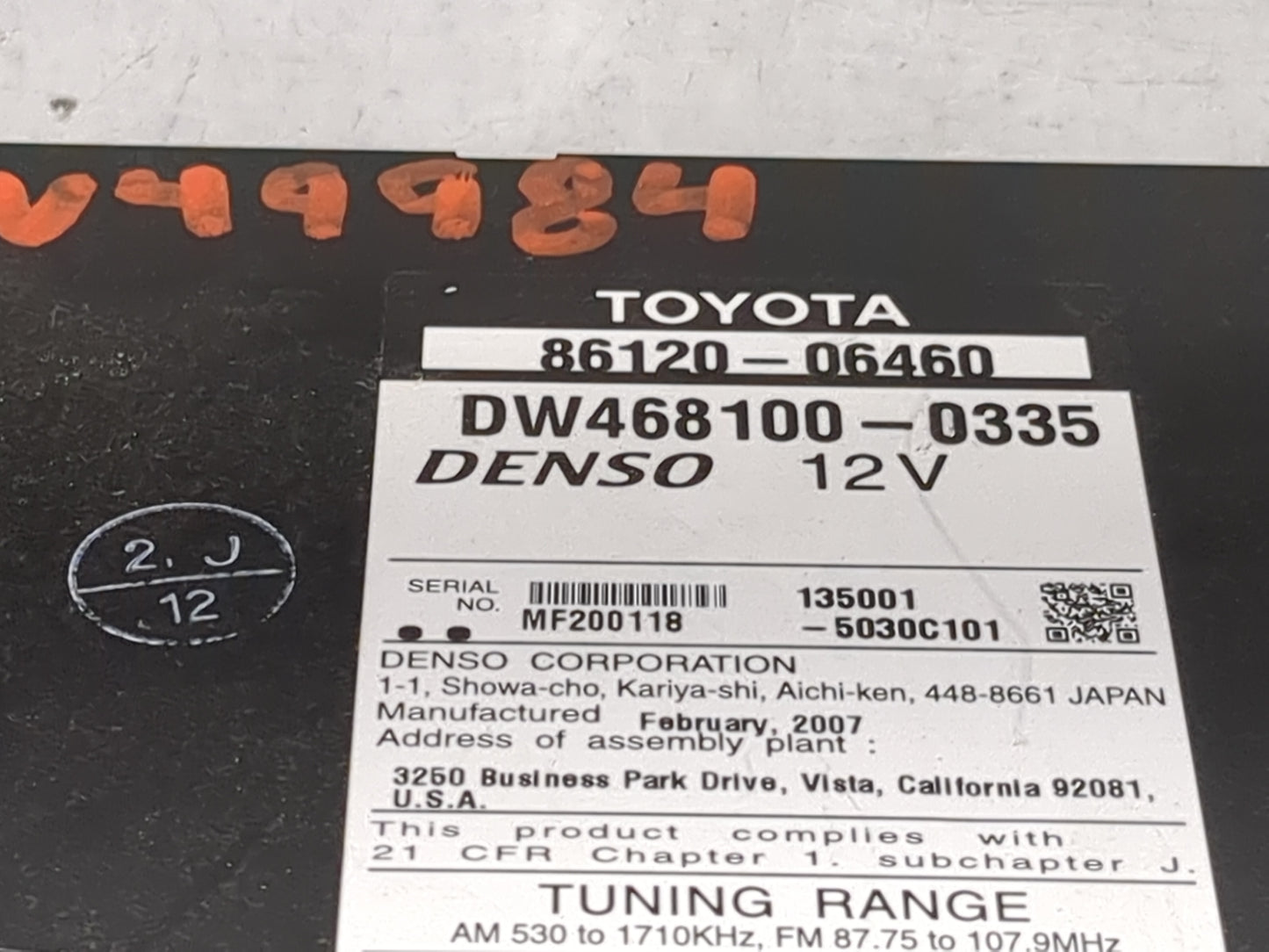 2007-2009 Toyota Camry Information Display Screen 1483414 - Oemusedautoparts1.com