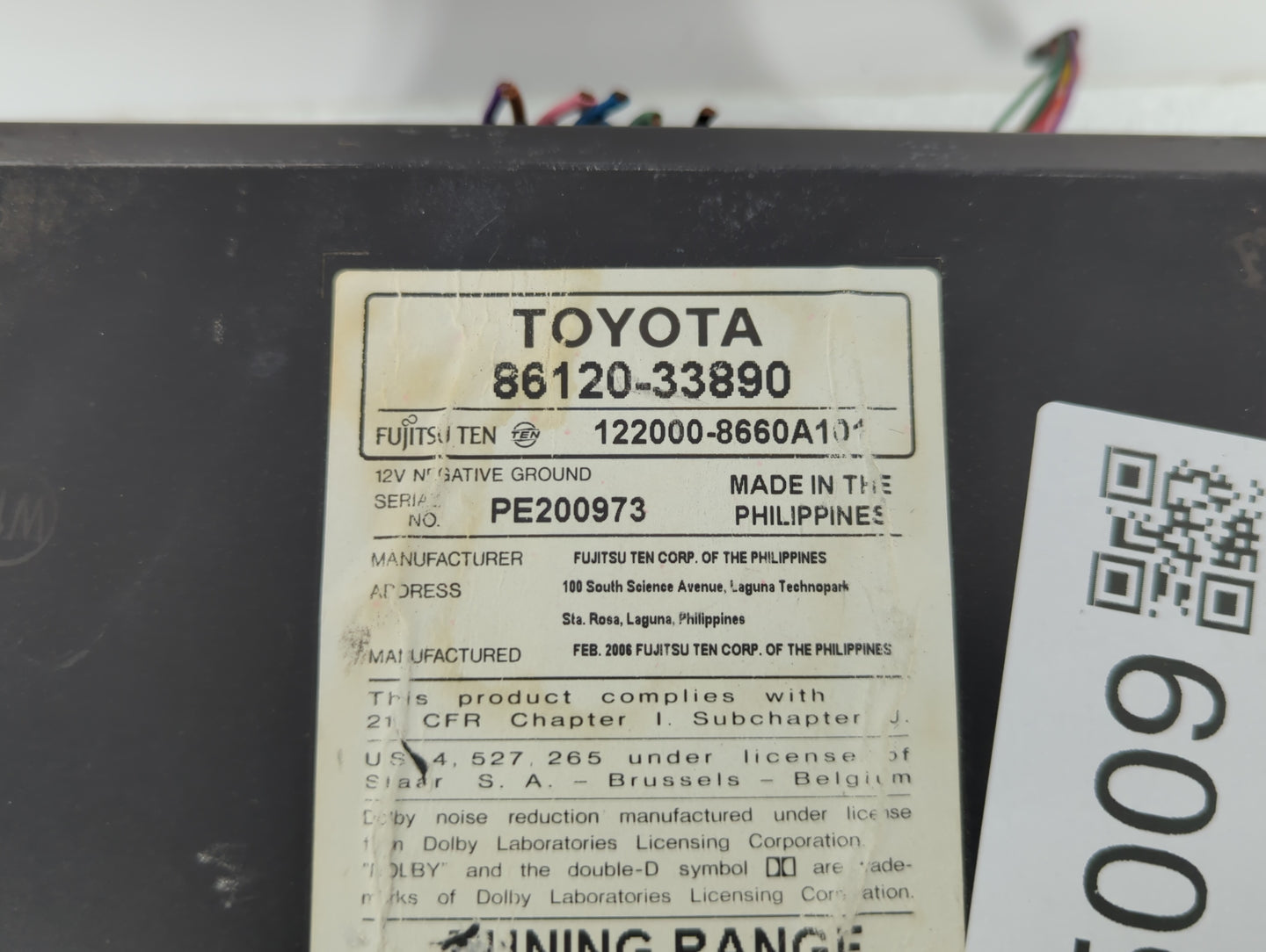 2007-2009 Toyota Camry Am Fm Cd Player Radio Receiver - Oemusedautoparts1.com