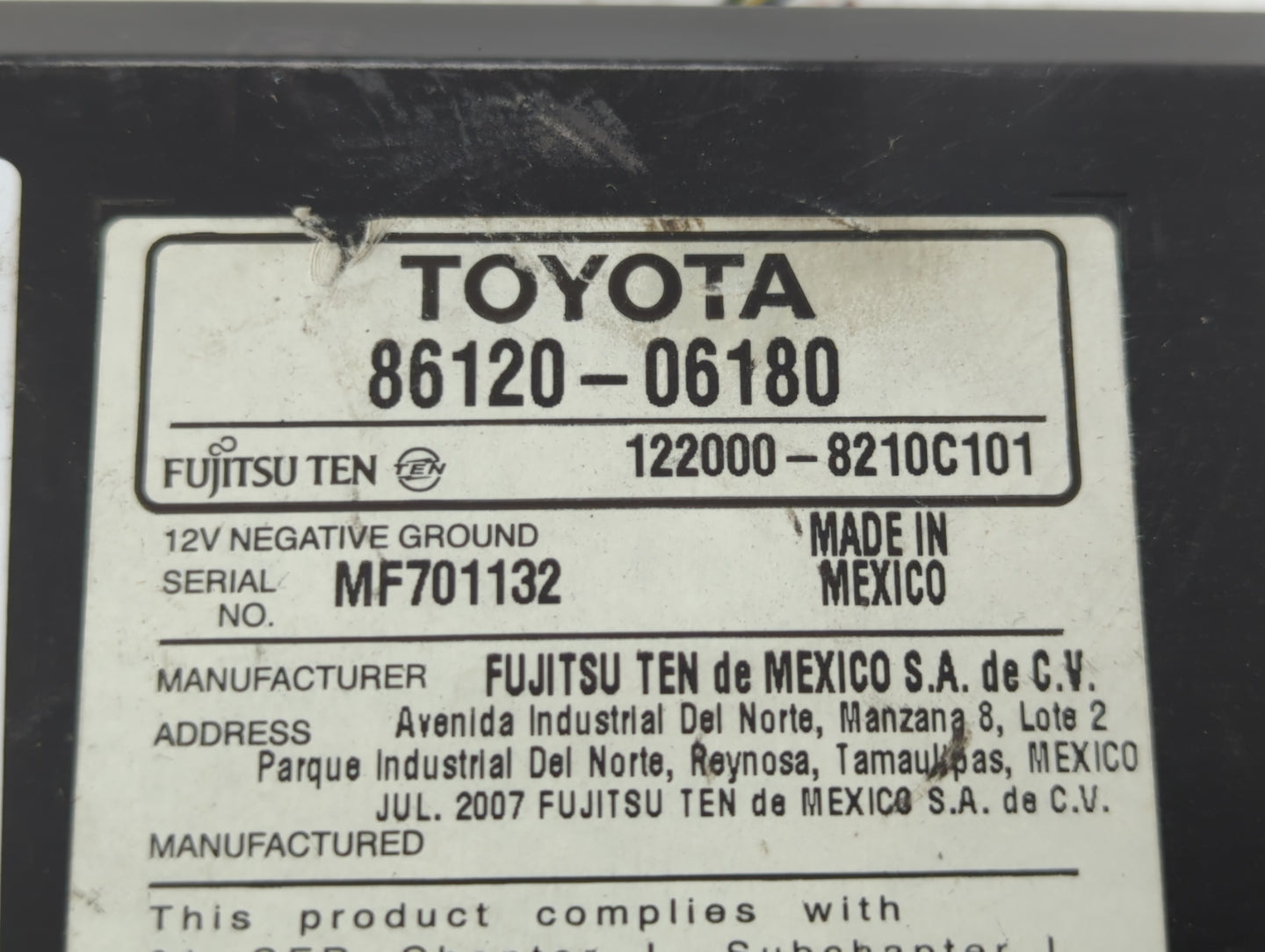 2007-2009 Toyota Camry Am Fm Cd Player Radio Receiver - Oemusedautoparts1.com