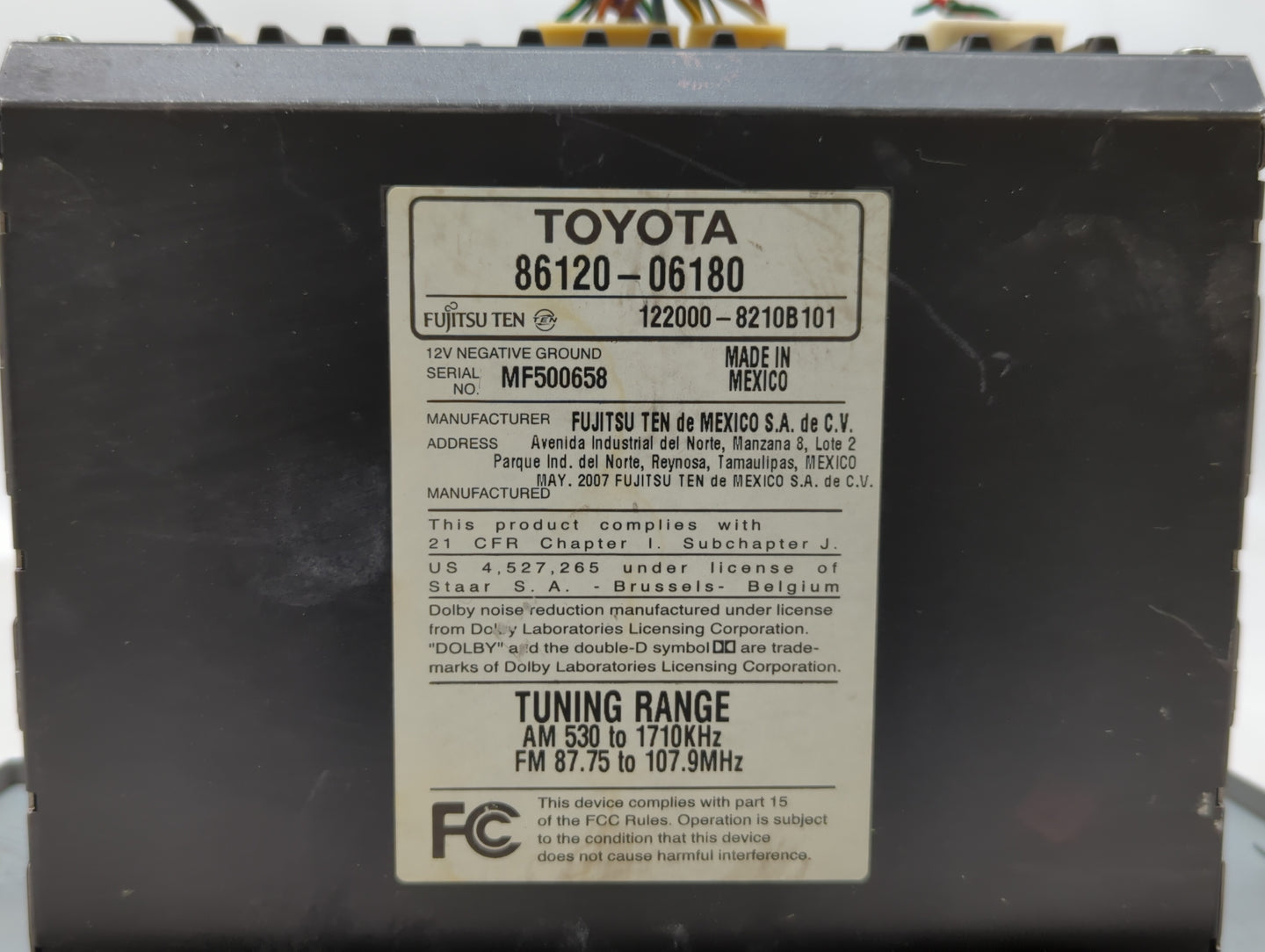 2007-2009 Toyota Camry Am Fm Cd Player Radio Receiver - Oemusedautoparts1.com