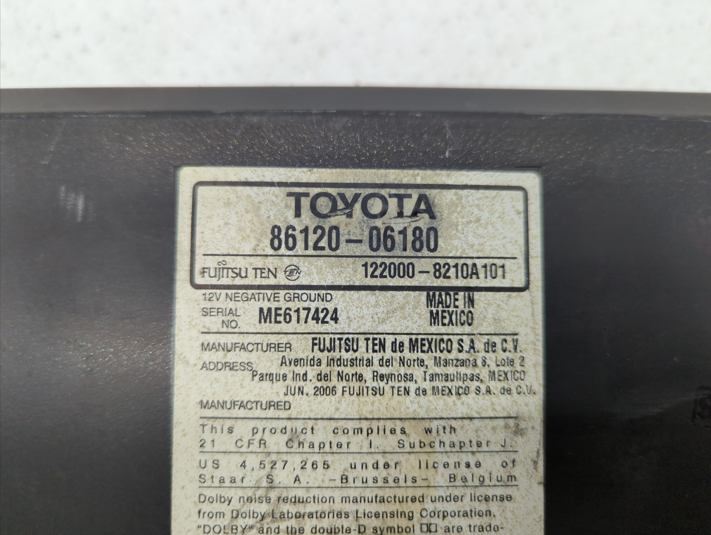 2007-2009 Toyota Camry Radio AM FM Cd Player Receiver Replacement P/N:86120-06182 86120-33890 Fits Fits 2007 2008 2009 OEM U